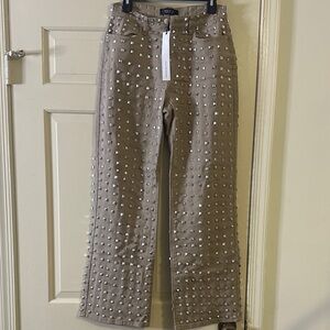 AKIRA Silver Studded Tan Women Jeans